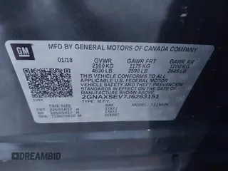 2018 Chevrolet Equinox LT with VIN 2GNAXSEV7J6263151, listed as a IAAI auction lot 40644330 with 136,428 mi miles. Bid and sale history available at carsss.com. Image 9.