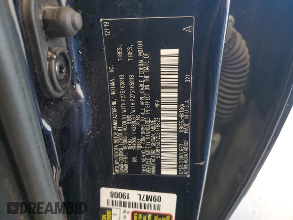 2020 Toyota Sequoia SR5 with VIN 5TDBY5G12LS176823, listed as a Copart auction lot 46652465 with 1 mi miles and Clean Title. Bid and sale history available at carsss.com. Image 12.