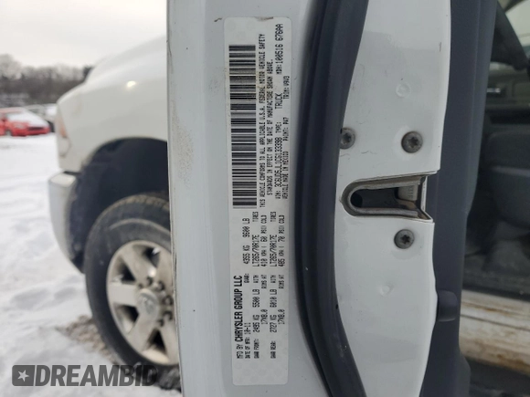 2012 Ram 2500 SLT with VIN 3C6UD5JL1CG133398, listed as a Copart auction lot 88630465 with 279,088 mi miles and Salvage title. Bid and sale history available at DreamBid. Image 14.