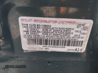 2003 Mitsubishi Outlander LS with VIN JA4LX31G93U043958, listed as a IAAI auction lot 41665111 with 78,582 mi miles. Bid and sale history available at carsss.com. Image 9.