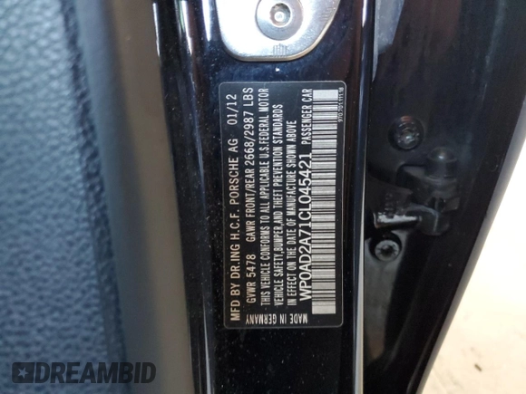 2012 Porsche Panamera S Hybrid с VIN WP0AD2A71CL045421, выставлен на аукционе Copart как лот 87756765 с пробегом 135 832 миль миль и Чистый • Clean title. История ставок и продаж доступна на DreamBid. Изображение 12.