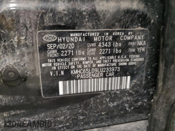 2020 Hyundai Ioniq SE with VIN KMHC65LD9LU233973, listed as a Copart auction lot 42699895 with 61,087 mi miles and Non repairable. Bid and sale history available at DreamBid. Image 13.