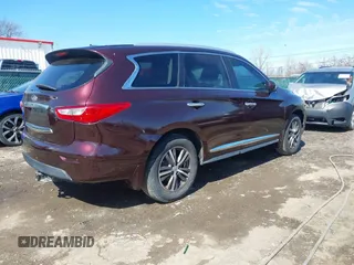 2013 Infiniti JX35 z VIN 5N1AL0MM4DC345105, wystawiony jako IAAI lot #41741937 z przebiegiem 76 332 mil mil oraz . Historia ofert i sprzedaży dostępna na DreamBid. Obrazek 4.