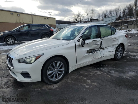 2021 Infiniti Q50 3.0t PURE with VIN JN1EV7AR2MM750398, listed as a Copart auction lot 43708505 with NaN miles and Salvage Title. Bid and sale history available at carsss.com. Image 1.
