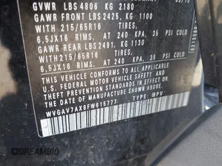 2015 Volkswagen Tiguan S с VIN WVGAV7AX8FW615777, выставлен на аукционе IAAI как лот 42165193 с пробегом Не указан миль и . История ставок и продаж доступна на DreamBid. Изображение 9.