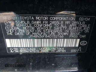 2004 Lexus LS 430 z VIN JTHBN36F840152166, wystawiony jako IAAI lot #41691333 z przebiegiem 234 139 mil mil oraz . Historia ofert i sprzedaży dostępna na DreamBid. Obrazek 9.