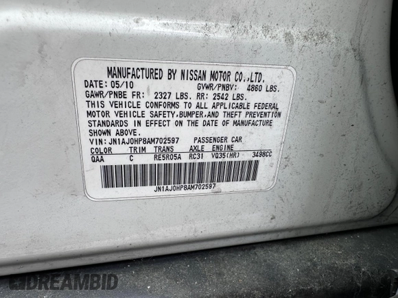 2010 Infiniti EX Journey с VIN JN1AJ0HP8AM702597, выставлен на аукционе Copart как лот 50434445 с пробегом 121 155 миль миль и Чистый • Clean title. История ставок и продаж доступна на DreamBid. Изображение 10.