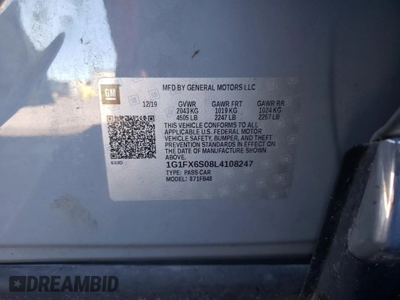 2020 Chevrolet Bolt EV 2LT z VIN 1G1FX6S08L4108247, wystawiony jako Copart lot #76088104 z przebiegiem 80 840 mil mil oraz Szkoda całkowita • Salvage title. Historia ofert i sprzedaży dostępna na DreamBid. Obrazek 13.