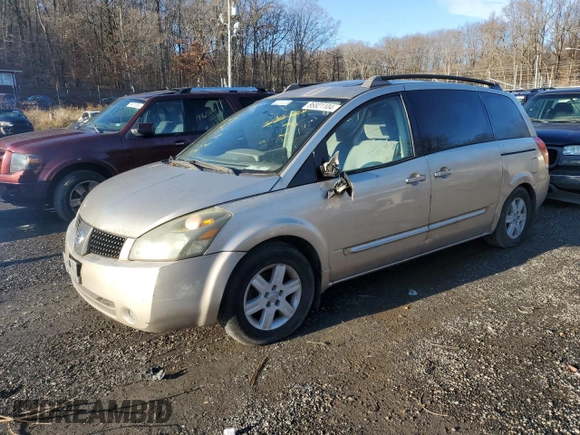2005 Nissan Quest SL with VIN 5N1BV28U75N106612, listed as a Copart auction lot 86821104 with 0 mi miles and Salvage Title. Bid and sale history available at carsss.com. Image 1.