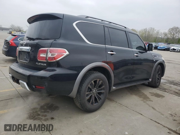 2017 Nissan Armada Platinum with VIN JN8AY2NE0H9708225, listed as a Copart auction lot 52228115 with 133,320 mi miles and Salvage Title. Bid and sale history available at carsss.com. Image 3.