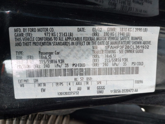 2012 Ford Focus SE with VIN 1FAHP3F28CL361932, listed as a IAAI auction lot 42142318 with 135,179 mi miles and . Bid and sale history available at carsss.com. Image 9.