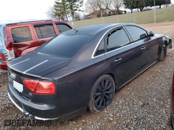 2012 Audi A8 with VIN WAUAVAFD5CN013921, listed as a Copart auction lot 47845595 with 92,512 mi miles and Salvage title. Bid and sale history available at DreamBid. Image 3.