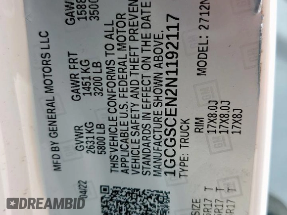 2022 Chevrolet Colorado 2WD LT z VIN 1GCGSCEN2N1192117, wystawiony jako Copart lot #63039765 z przebiegiem 41 037 mil mil oraz Szkoda całkowita • Salvage title. Historia ofert i sprzedaży dostępna na DreamBid. Obrazek 12.