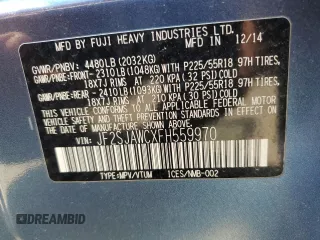 2015 Subaru Forester Touring with VIN JF2SJAWCXFH559970, listed as a Copart auction lot 62570395 with 87,779 mi miles and Salvage title. Bid and sale history available at DreamBid. Image 14.