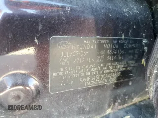 2005 Hyundai XG with VIN KMHFU45E95A424638, listed as a Copart auction lot 70498344 with 78,050 mi miles and Clean Title. Bid and sale history available at DreamBid. Image 12.
