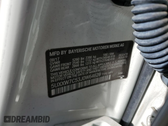 2018 BMW X4 M40i z VIN 5UXXW7C53J0W64628, wystawiony jako Copart lot #53244455 z przebiegiem 111 949 mil mil oraz Szkoda całkowita • Salvage title. Historia ofert i sprzedaży dostępna na DreamBid. Obrazek 13.