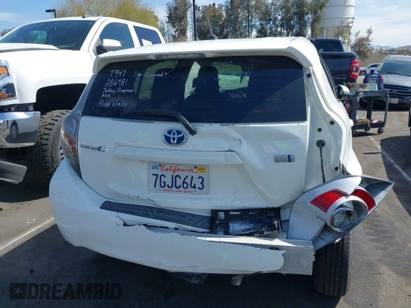 2012 Toyota Prius One with VIN JTDKDTB30C1512474, listed as a IAAI auction lot 41764823 with 205,119 mi miles. Bid and sale history available at carsss.com. Image 6.