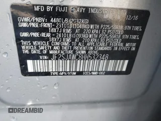 2017 Subaru Forester Touring with VIN JF2SJAWC8HH532348, listed as a IAAI auction lot 41304804 with 104,221 mi miles and . Bid and sale history available at DreamBid. Image 9.