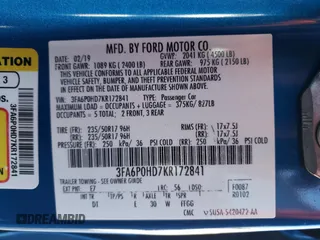 2019 Ford Fusion SE with VIN 3FA6P0HD7KR172841, listed as a Copart auction lot 49632224 with 53,338 mi miles and Salvage Title. Bid and sale history available at DreamBid. Image 12.