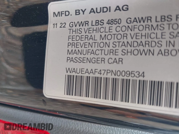 2023 Audi A4 S line Premium Plus z VIN WAUEAAF47PN009534, wystawiony jako IAAI lot #42373621 z przebiegiem 38 212 mil mil oraz . Historia ofert i sprzedaży dostępna na DreamBid. Obrazek 9.