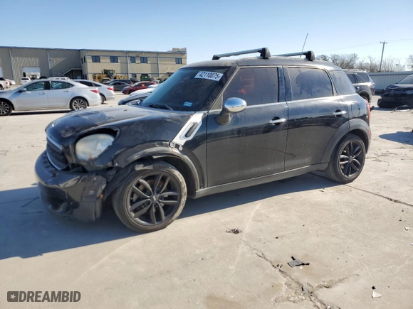 2013 MINI Cooper Countryman with VIN WMWZB3C59DWM07938, listed as a Copart auction lot 42110075 with 0 mi miles and Salvage Title. Bid and sale history available at carsss.com. Image 1.
