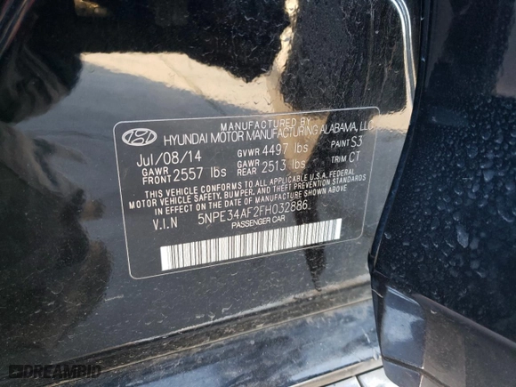 2015 Hyundai Sonata 2.4L Limited with VIN 5NPE34AF2FH032886, listed as a Copart auction lot 83001184 with 146,449 mi miles and Salvage Title. Bid and sale history available at carsss.com. Image 15.