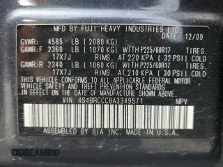 2010 Subaru Outback Premium All-Weather Anniversary z VIN 4S4BRCCC8A3349571, wystawiony jako Copart lot #58355305 z przebiegiem 166 897 mil mil oraz Szkoda całkowita • Salvage title. Historia ofert i sprzedaży dostępna na DreamBid. Obrazek 13.