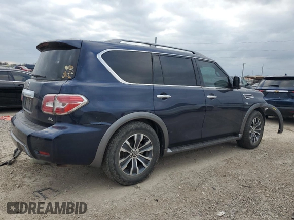 2020 Nissan Armada SL with VIN JN8AY2NDXL9107808, listed as a Copart auction lot 43818765 with 90,561 mi miles and Salvage Title. Bid and sale history available at carsss.com. Image 3.