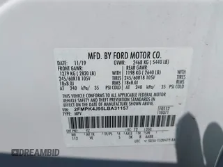 2020 Ford Edge SEL z VIN 2FMPK4J95LBA31157, wystawiony jako IAAI lot #42225863 z przebiegiem 96 082 mil mil oraz . Historia ofert i sprzedaży dostępna na DreamBid. Obrazek 9.