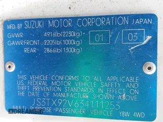 2003 Suzuki XL-7 Touring with VIN JS3TX92V634111253, listed as a IAAI auction lot 41689146 with 255,861 mi miles. Bid and sale history available at carsss.com. Image 9.