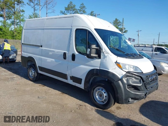 2024 Ram ProMaster Cargo Tradesman with VIN 3C6LRVBG7RE124935, listed as a IAAI auction lot 41999049 with 1,441 mi miles and . Bid and sale history available at DreamBid. Image 1.