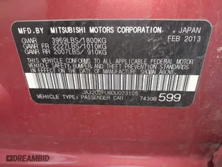 2013 Mitsubishi Lancer ES with VIN JA32U2FU6DU023105, listed as a IAAI auction lot 41996401 with 131,641 mi miles. Bid and sale history available at carsss.com. Image 9.