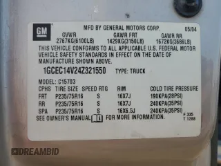 2004 Chevrolet Silverado 1500 LS with VIN 1GCEC14V24Z321550, listed as a Copart auction lot 75447474 with 165,225 mi miles and Salvage Title. Bid and sale history available at carsss.com. Image 15.
