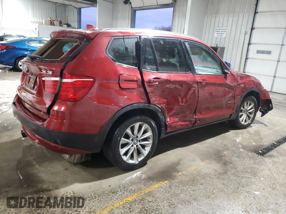 2013 BMW X3 xDrive28i with VIN 5UXWX9C57D0A25292, listed as a Copart auction lot 87730015 with 108,868 mi miles and Salvage Title. Bid and sale history available at carsss.com. Image 3.