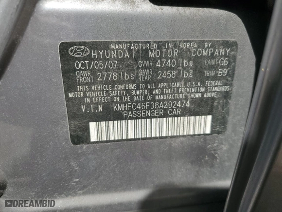 2008 Hyundai Azera Limited with VIN KMHFC46F38A292474, listed as a Copart auction lot 47892485 with 152,402 mi miles and Salvage Title. Bid and sale history available at carsss.com. Image 12.