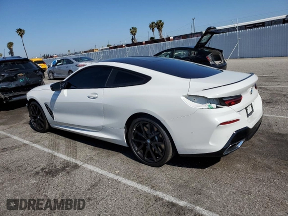 2020 BMW 8 Series M850i xDrive with VIN WBABC4C00LCE77534, listed as a Copart auction lot 54722515 with 0 mi miles and Salvage Title. Bid and sale history available at carsss.com. Image 2.