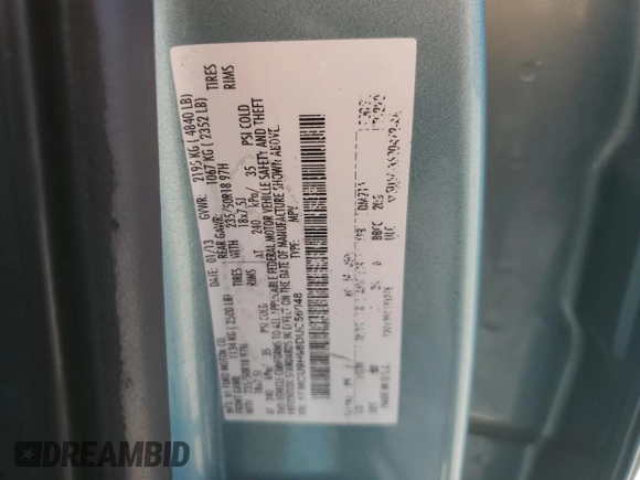 2013 Ford Escape SEL z VIN 1FMCU9H98DUC56048, wystawiony jako Copart lot #61613085 z przebiegiem 198 102 mil mil oraz Szkoda całkowita • Salvage title. Historia ofert i sprzedaży dostępna na DreamBid. Obrazek 13.