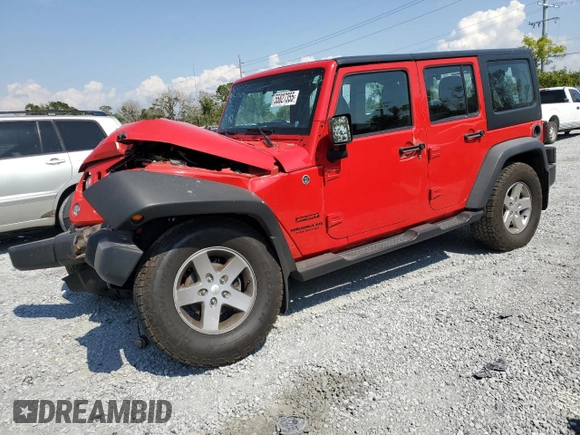 2015 Jeep Wrangler Unlimited Willys Wheeler with VIN 1C4BJWDG3FL726460, listed as a Copart auction lot 55827355 with 96,482 mi miles and Salvage Title. Bid and sale history available at DreamBid. Image 1.
