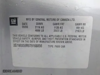 2007 Chevrolet Impala LTZ with VIN 2G1WU58R979168856, listed as a IAAI auction lot 41553937 with NaN miles. Bid and sale history available at carsss.com. Image 9.