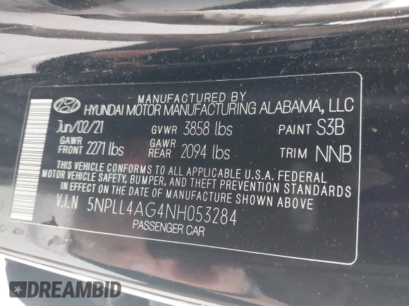 2022 Hyundai Elantra SE with VIN 5NPLL4AG4NH053284, listed as a IAAI auction lot 41964944 with 35,452 mi miles and . Bid and sale history available at DreamBid. Image 9.