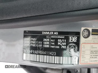 2011 Mercedes-Benz E-Class E 550 Luxury with VIN WDDHF9AB9BA411423, listed as a Copart auction lot 49166345 with 190,658 mi miles and Clean Title. Bid and sale history available at carsss.com. Image 12.