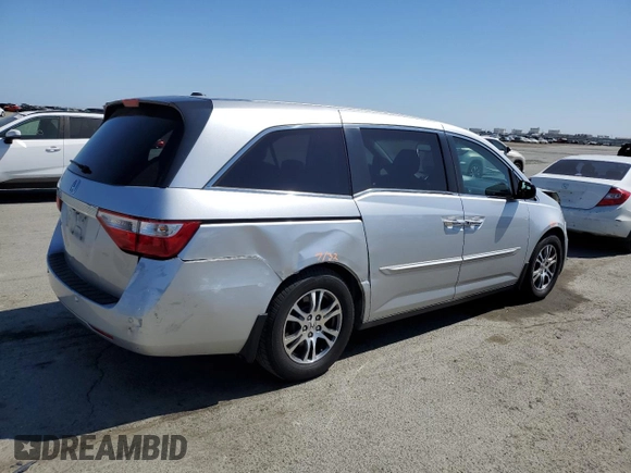 2011 Honda Odyssey EX-L with VIN 5FNRL5H64BB022124, listed as a Copart auction lot 55444745 with 150,843 mi miles and Salvage Title. Bid and sale history available at DreamBid. Image 3.