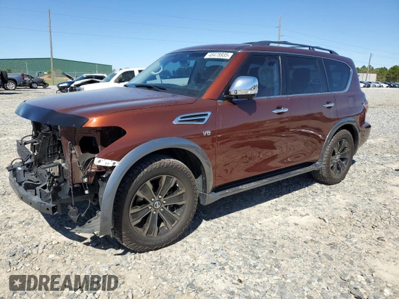 2017 Nissan Armada Platinum with VIN JN8AY2NF5H9303731, listed as a Copart auction lot 48478935 with 125,384 mi miles and Salvage Title. Bid and sale history available at carsss.com. Image 1.