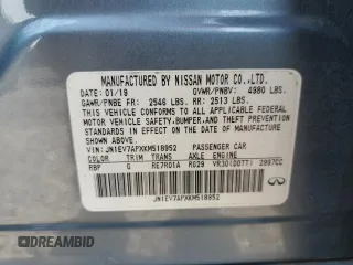 2019 Infiniti Q50 Luxe with VIN JN1EV7APXKM518952, listed as a Copart auction lot 59468095 with 42,344 mi miles and Salvage title. Bid and sale history available at DreamBid. Image 12.
