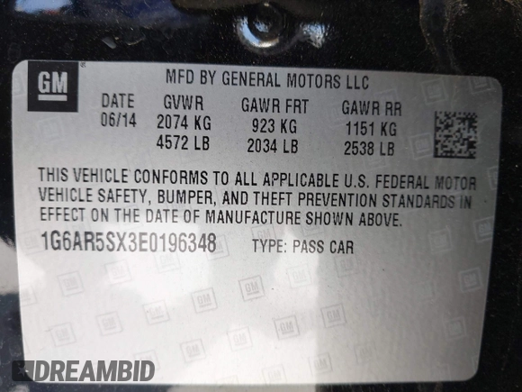 2014 Cadillac CTS Luxury RWD z VIN 1G6AR5SX3E0196348, wystawiony jako IAAI lot #42282732 z przebiegiem 130 956 mil mil oraz . Historia ofert i sprzedaży dostępna na DreamBid. Obrazek 9.
