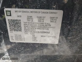 2018 Chevrolet Silverado 1500 LT with VIN 2GCVKREC3J1109002, listed as a IAAI auction lot 41291130 with 108,399 mi miles. Bid and sale history available at carsss.com. Image 9.