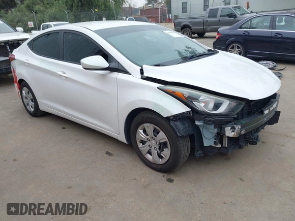 2016 Hyundai Elantra SE with VIN 5NPDH4AE6GH775864, listed as a IAAI auction lot 41870980 with 110,886 mi miles. Bid and sale history available at carsss.com. Image 1.