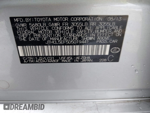 2013 Lexus LS 460 z VIN JTHCL5EF5D5019441, wystawiony jako IAAI lot #41267136 z przebiegiem 185 549 mil mil oraz . Historia ofert i sprzedaży dostępna na DreamBid. Obrazek 9.