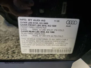 2021 Audi SQ5 Prestige with VIN WA1C4AFY5M2031298, listed as a Copart auction lot 66555102 with 23,866 mi miles. Bid and sale history available at carsss.com. Image 10.