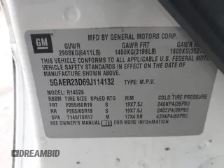 2009 Buick Enclave CXL with VIN 5GAER23D69J114132, listed as a IAAI auction lot 41554114 with 124,326 mi miles and . Bid and sale history available at DreamBid. Image 9.